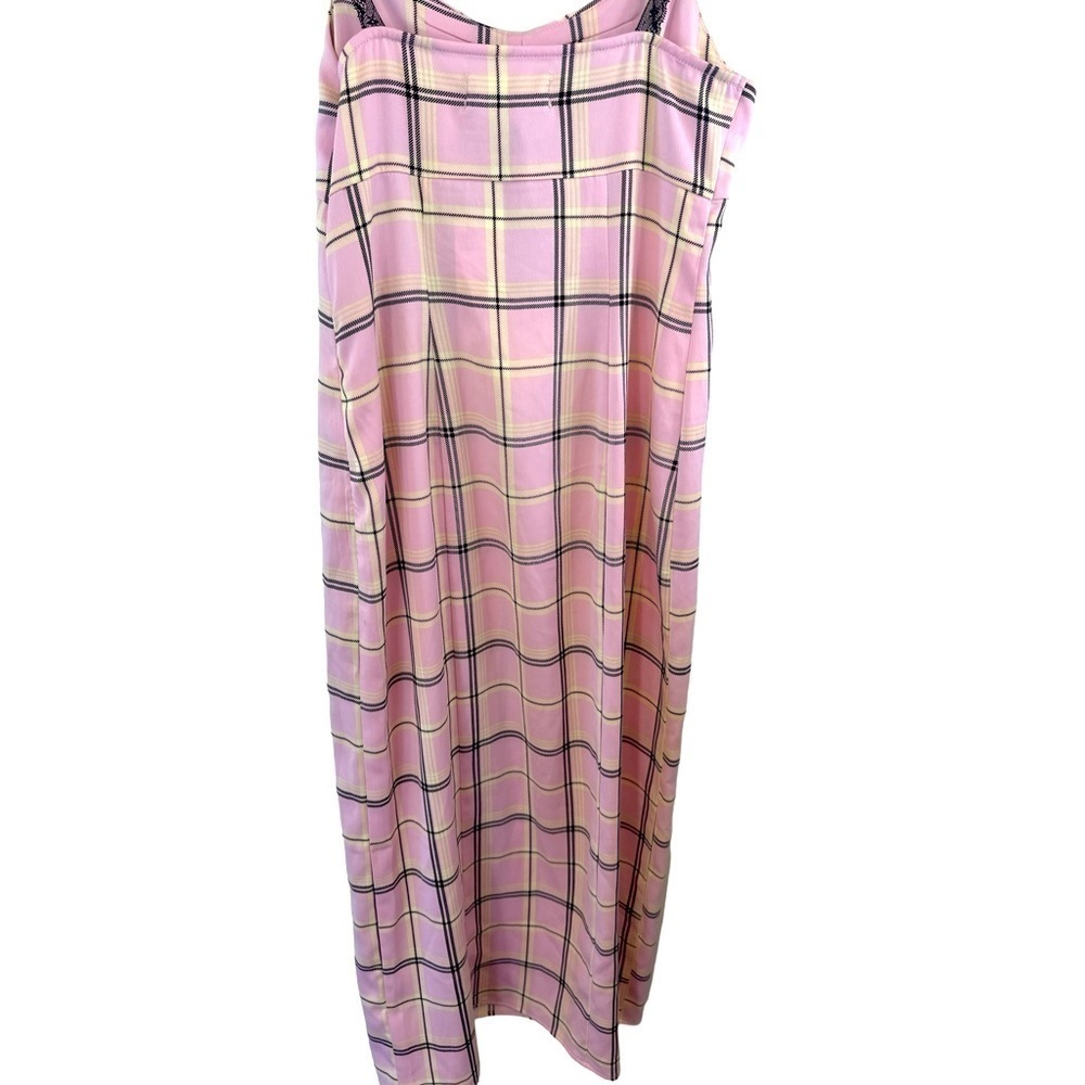 Urban Outfitters Cher Pink Plaid Satin Midi Dress - Picture 11 of 16